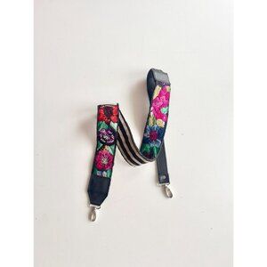HIPTIPICO Vintage Floral Embroidered Leather Camera Bag Strap Made in Guatemala